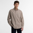Barbour Farmtown men's dark burgundy check shirt with a button-down collar, long sleeves and classic smart casual country styling.