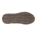 Bottom view of the rugged outsole on a women's waterproof hiking boot, showing the deep tread pattern for reliable grip on outdoor terrain.