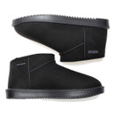 Pair of black waterproof ankle boots displayed in side profile, highlighting durable rubber soles, stitched detailing and low-cut ankle design.