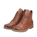 Pair of brown leather lace-up ankle boots with warm lining, inside zip and textured crepe-effect sole.