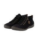 Pair of Rieker black lace-up shoes with side zip fastening, contrast stitching and lightweight comfort sole.
