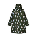 Rear product image of the junior waterproof robe, showcasing the hood and full back cat and dog print.