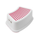 Addis children's booster step stool with a white and red anti-slip top, sturdy plastic construction and non-slip feet for safe everyday use.