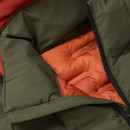 Close-up of the Regatta Men's Astrel Hooded Jacket in Dark Khaki showing the orange insulated lining.