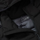 Close-up of the inside collar and hood lining of the Regatta black insulated jacket.