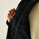 Close-up of the Regatta men's padded jacket in Black, showing the zipped chest pocket and soft fleece lining.