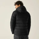 Rear view of a model wearing the Regatta men's padded jacket in Black.