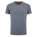 Front product image of the Weird Fish men's marl blue crew neck T-shirt featuring short sleeves, a regular fit and embroidered chest logo.
