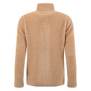 Rear product image of the women's beige borg fleece jacket, showcasing the soft borg fleece fabric, stand collar and clean back design for everyday warmth.