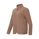 Angled front view of the Regatta women's mocha borg fleece jacket showing the full zip fastening and side pocket.