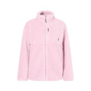 Front view of the Regatta women's powder lilac borg fleece jacket with a full-length zip, high collar and zipped chest pocket.