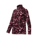 Angled front view of the Regatta women's Fig Brushstroke quarter zip fleece with a high collar and contrast trim.