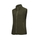 Angled front view of the Regatta women's Dark Khaki borg bodywarmer, highlighting the soft borg fabric and high collar.