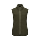 Front view of the Regatta women's Dark Khaki borg bodywarmer with full zip fastening and side pockets.