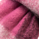 Close-up of the soft brushed check fabric on the Regatta Aleena Shawl Scarf in Violet Fig Pink.