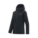 Angled front view of the Regatta Women's Highton Stretch Waterproof Jacket in Black with hood up.