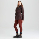 Women's deep bark fleece smock styled with leggings and Chelsea boots on a plain studio background.