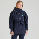 Front view of the Ridgeline women's Monsoon Nordic jacket showing the storm flap, zipped chest pocket, adjustable hood and waist tie.
