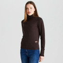 Women's Ridgeline Melford Roll Neck Jumper in Dark Bark, featuring a classic roll neck, long sleeves and a slim fit.