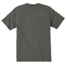 Rear view of a plain heather grey Carhartt short-sleeve crew-neck T-shirt.