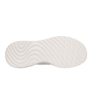 Bottom view of the Skechers trainer showing the white outsole with curved and diagonal traction grooves.