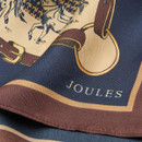 Close-up highlighting the smooth woven finish, crisp printed detail, neatly finished edge and Joules branding.