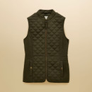 Front product view showcasing the rosemary green colour, diamond quilting and classic sleeveless silhouette.
