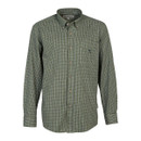 A green and white checkered long-sleeve shirt with a button-down collar and a chest pocket, by Percussion.