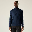 A man wearing a navy long-sleeve quarter-zip top from Dare 2b, paired with black trousers.