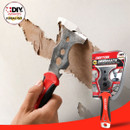 Dekton DecorMate multi-purpose scraper removing old wallpaper and adhesive from an interior wall.