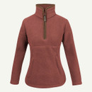 Women’s quarter-zip fleece pullover with high collar, long sleeves and front hand-warmer pocket.