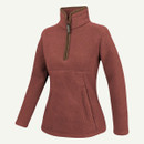 Women’s fleece quarter-zip top shown at a three-quarter angle, with high neck and front pocket.