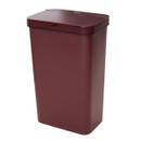 Tall, burgundy Tower kitchen bin with a rectangular, flat lid, rounded corners, dark grey trim and a small red sensor panel, shown at an angle against a white background.