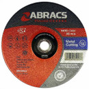 Abracs metal cutting disc with safety and product information, red and black design.