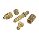 Kingfisher brass garden hose fitting set with multiple connectors and adaptors for secure hose and tap connections.