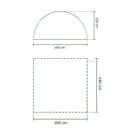 Diagram showing an event shelter dimensions