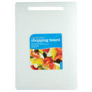 KitchenCraft 35 x 25cm reversible polyethylene chopping board with integrated handle for hygienic food preparation.