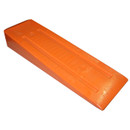 STIHL orange plastic felling wedge with textured surface, designed to assist with directional tree felling and prevent saw pinching.