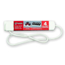 Four-socket extension lead with 5-metre cable, suitable for indoor use with Christmas lights, festive decorations and household electrical appliances.