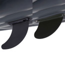 Close-up of detachable skegs on Intex Challenger inflatable kayak