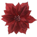 A red Poinsettia decoration with a sparkling, beaded centre.
