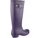 The back of the purple Wellington boot with a slight heel.
