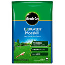 Miracle-Gro EverGreen Mosskill packaging, featuring green and blue design. Promotes thick, healthy lawn, greener in 7 days, kills moss.