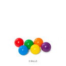 Six colourful plastic play balls included with an inflatable water play centre