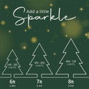 Christmas tree lighting guide showing recommended light quantities for 6ft, 7ft and 8ft artificial Christmas trees to create a sparkling festive display.