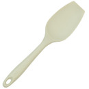 Zeal large cream silicone spatula spoon with a long handle, flexible scoop and hanging hole for convenient storage.