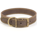 Ancol Timberwolf leather dog collar in sable brown, Size 6, with contrast stitching and an antique-style metal buckle.