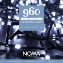NOMA 960 white LED décor tree lights for indoor and outdoor use, featuring cool white LEDs, multifunction lighting effects, timer function and green cable.
