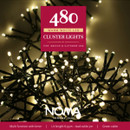 NOMA 480 warm white cluster lights for indoor and outdoor use, featuring multifunction lighting modes, timer function and green cable.