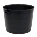 Black flexible garden tub with integrated carry handles and a durable ribbed design, ideal for carrying garden waste, soil and tools.